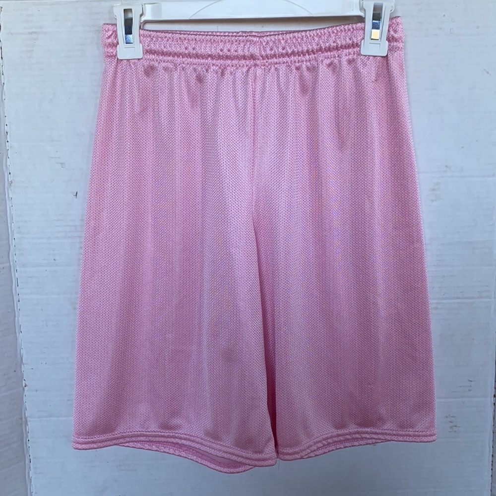 Hibbett Sports Co. Girls L Pink Drawstring Elastic Waist Lined Mesh Gym Shorts